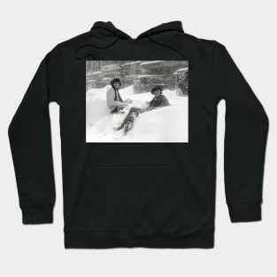 Girls in the Snow, 1922. Vintage Photo Hoodie